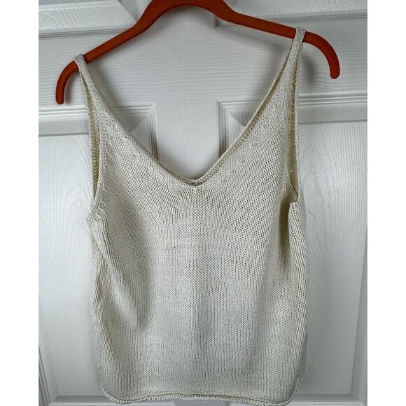 H&M Knit V-Neck Top, Sleeveless, Ivory, Sz: S, 50-19 - Picture 8 of 13